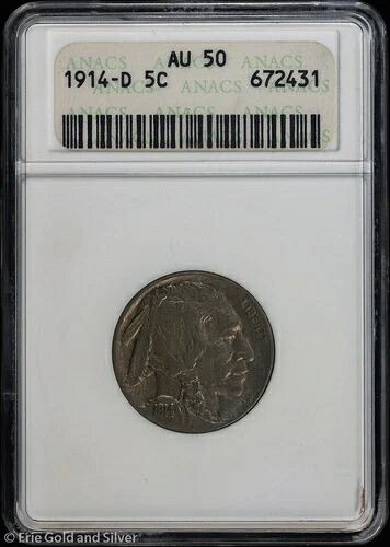 1914-D 5セント バッファローニッケル ANACS AU 50 | 石鹸箱