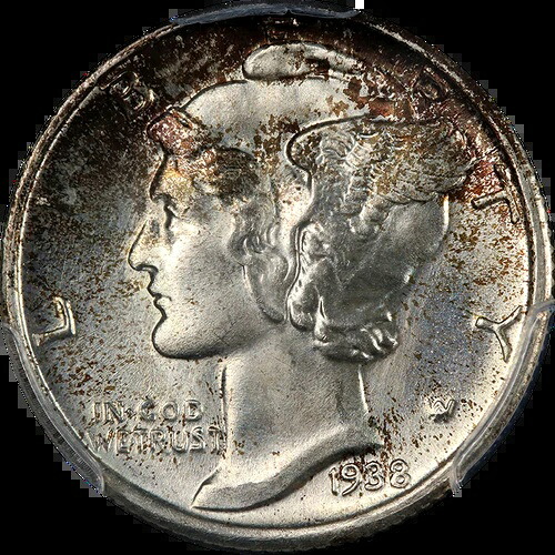 1938-S マーキュリーダイム PCGS MS66 FB 美しい外観 強い打痕