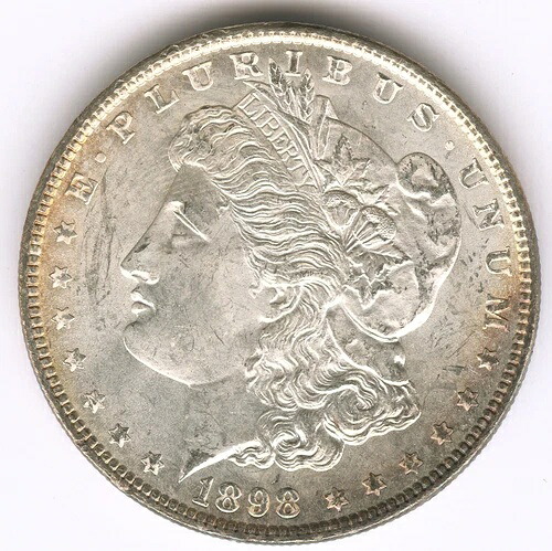 1898年 1ドル モルガン銀貨 チョイス BU 素晴らしい鮮明なディテール ホワイトミントラスター
