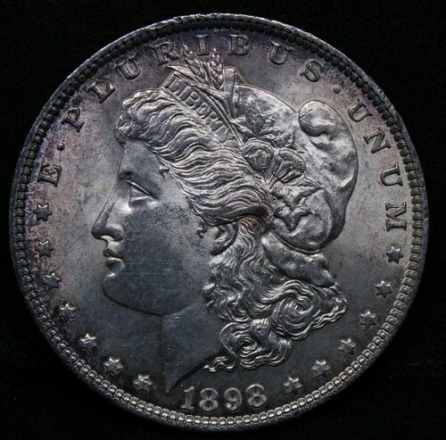 1898年モルガンドル1ドル、アメリカ合衆国コイン、米国銀貨。BU状態