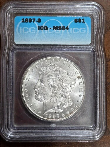 1897-S モルガン銀貨 - ICG MS64