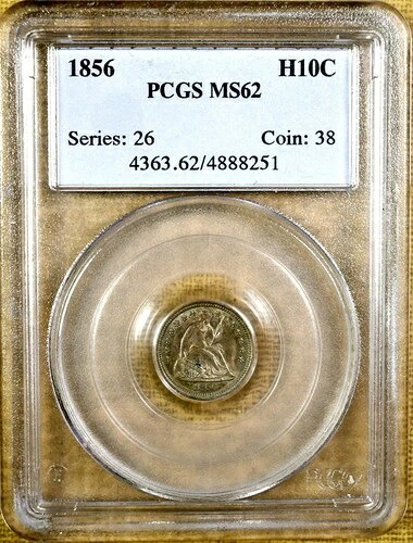 1856年 PCGS MS62 シーティングリバティハーフダイム