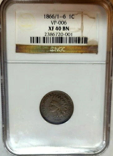 1866/1-6 インディアンヘッド ペニーセント NGC XF-40 \