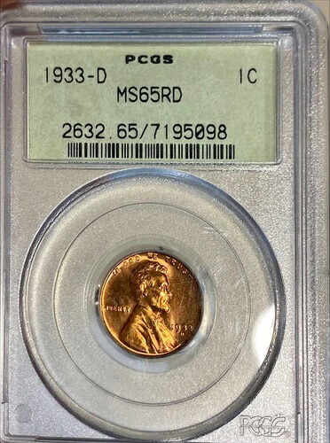 1933-D リンカーン セント MS65RED PCGS OGH
