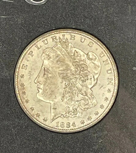1884年CCカーソンシティモルガン銀貨（箱付き、未使用）