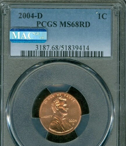 2004年 D メモリアル リンカーンセント PCGS MS68 レッド PQ MACスポットレス 5 ファイナーのみ。