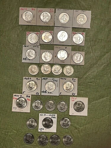 1961-1976年米国コインハーフドルUNCプルーフBUミックス31枚セット