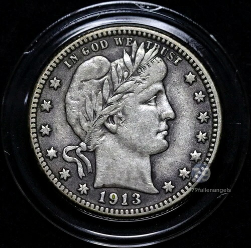 1913-D バーバークォーター ほぼ UNC (AU) 銀貨 25セント 90% 米国造幣局発行 (カプセル入り)