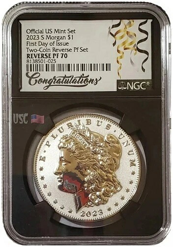 2023-S リバースプルーフ モーガンドル NGC PF70 FDOI コングラチュレーションズラボ シルバーコイン 82,280円