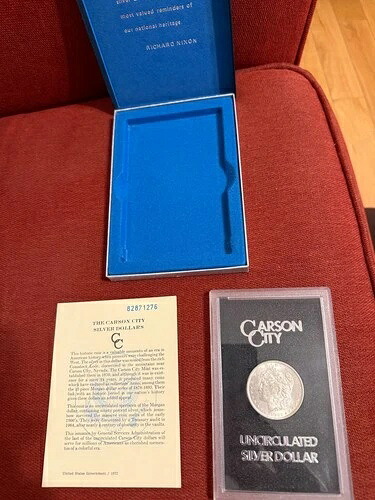 1882年 GSA モルガン銀貨 COA、箱と証明書付き、カーソンシティ CC カード