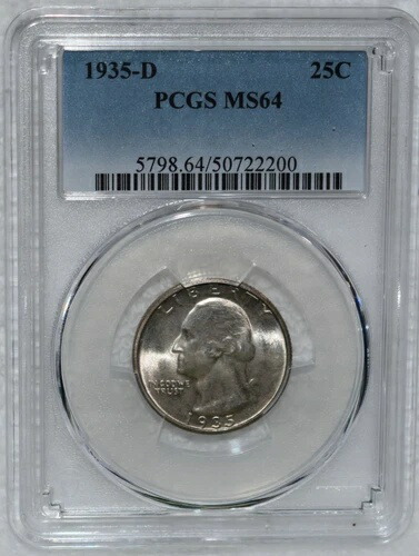1935-D ワシントン クォーター PCGS MS 64 - 25 セント
