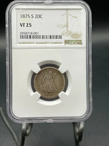 1875-S 20セント 20セントピース サンフランシスコ型コイン チョイス 非常に良好な状態 NGC VF25