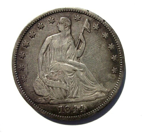 1844-P 着席自由の女神像 ハーフドル 50セント硬貨 フィラデルフィア造幣局 良質高品位