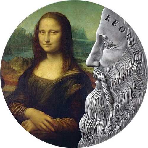 レオナルド・ダ・ヴィンチ ? 世界の偉大な芸術家 ? 2019年 2オンス 純銀アンティーク｜WORLD RESOURCE【QUEEN店】