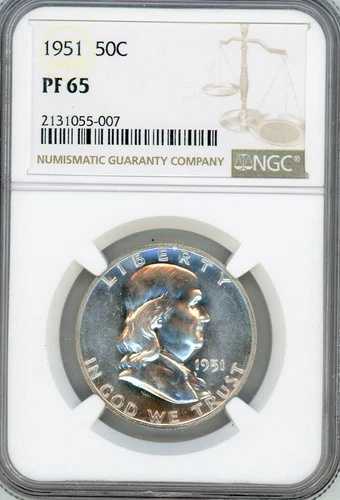 1951年 ベンジャミン・フランクリン ハーフドル 50セント PF 65 NGC