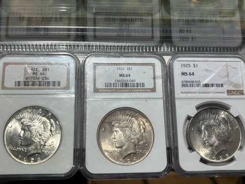 NGC MS 64 ピースシルバードル 3枚（3枚セット）1923-1925年｜WORLD RESOURCE【QUEEN店】 101,640円
