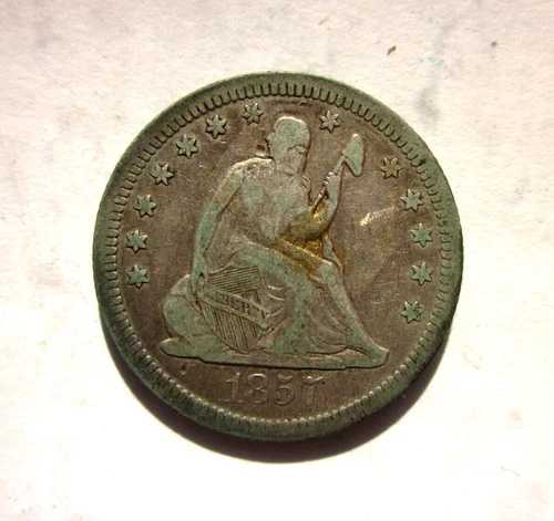 1857-O 自由の女神像 25セント ニューオーリンズ造幣局 中級品 コイン