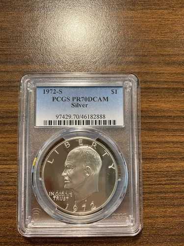 1972-S アイゼンハワー・アイク シルバードル 1ドル PCGS プルーフ PR 70 ディープカメオ (DCAM)