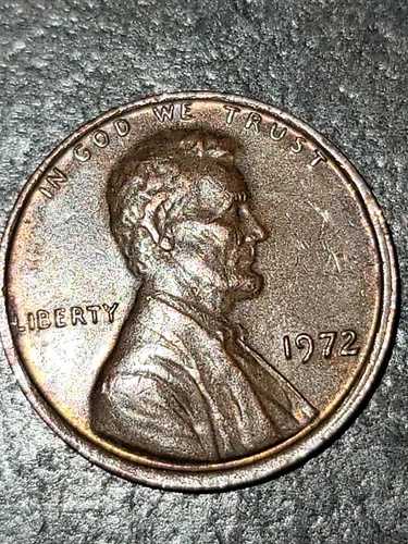 1972年リンカーン記念ペニー、ミントマークなし、オフセンターストライク、縁に文字入り 101,640円