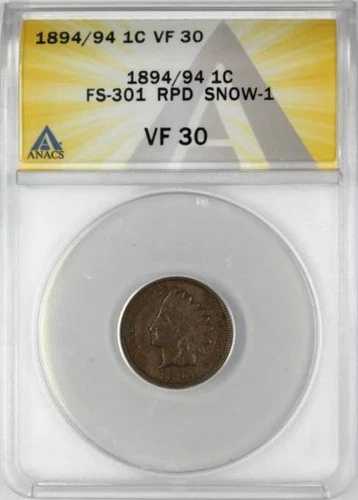 1894/1894 ANACS VF30 ザ・ビッグ・ワン RPD-1 スノー-1 チョイス・インディアン・セント 希少 EDS 1C
