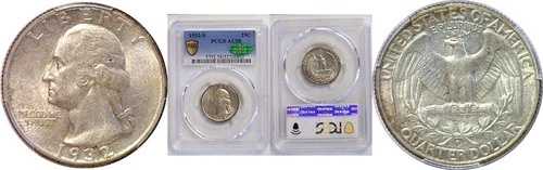 1932-S 25セントワシントンクォーター PCGS AU-58 CAC｜WORLD RESOURCE【QUEEN店】