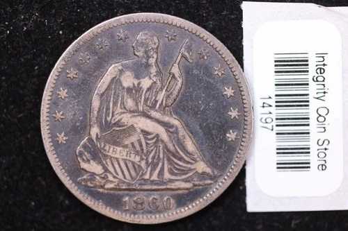 1860年 シーティングリバティハーフドル、手頃な価格のコレクター向け流通コイン、#14197｜WORLD RESOURCE【QUEEN店】