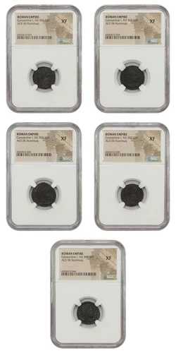 ローマ帝国のロット: AD 307-337 AE3 (BI Nummus) NGC XF コンスタンティヌス 1 世 (5 コイン)｜WORLD RESOURCE【QUEEN店】