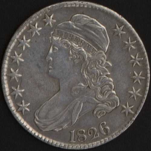 1826年 キャップドバスト ハーフダラー XF ディテールトーン 米国造幣局 50セント銀貨 希少｜WORLD RESOURCE【QUEEN店】