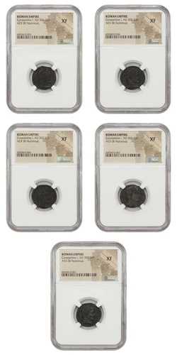 ローマ帝国のロット: AD 307-337 AE3 (BI Nummus) NGC XF コンスタンティヌス 1 世 (5 コイン)｜WORLD RESOURCE【QUEEN店】