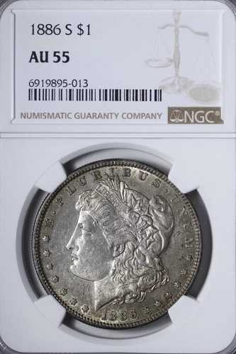 1886-S モルガン銀貨 NGC AU55 フラッシーリバース OXNMY｜WORLD RESOURCE【QUEEN店】