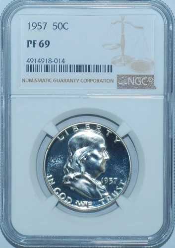 1957年 NGC PR69 PF69 プルーフストライク フランクリン ハーフダラー