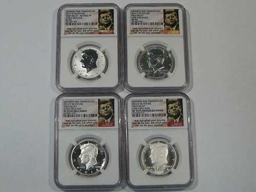 2014 シルバーケネディ 50 周年記念 NGC ハイレリーフ セット: PF70、SP70、PF70UC、SP70EF。