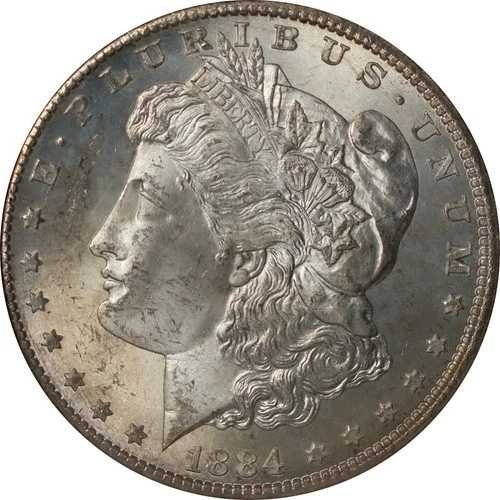 アメリカ 1884 CC モルガン銀貨 PCGS MS64 ライトシャンパントーン