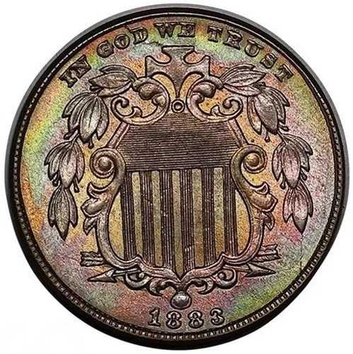1883年 シールドニッケル ナイスストライク ユニフォームドスター 素晴らしい色 1点物コイン #79