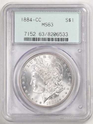 1884-CC 1ドル モルガン銀貨 MS63 PCGS 8206533 Gen 2.1 オールドグリーンホルダー