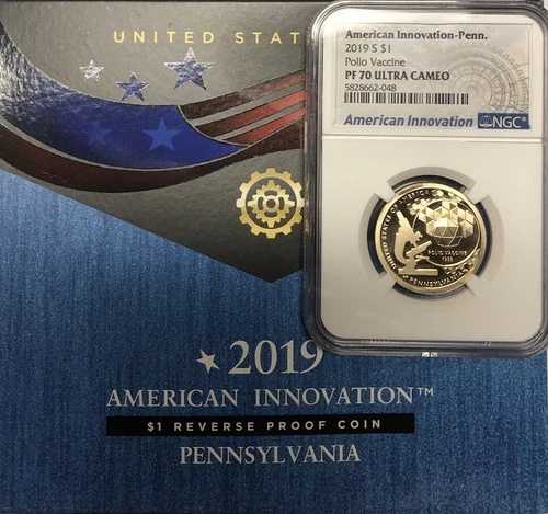 2019年ペンシルベニア州ポリオワクチン アメリカン・イノベーション NGC PF70??完璧な品質??