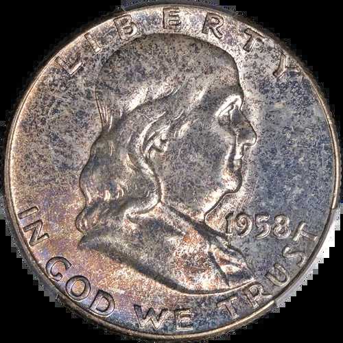 1958-P フランクリン ハーフダラー PCGS MS66 FBL 素晴らしい外観 強い打痕