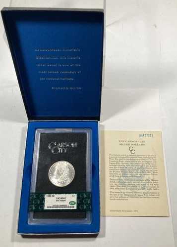 1884-CC GSA モルガン・ダラー 1.00。CACG MS 62。カーソンシティ OGP付き。
