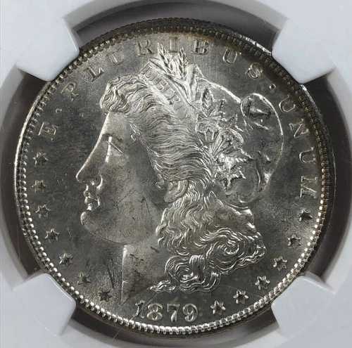 1879-S モルガン銀貨。$1.00 NGC MS66。フロスティ。