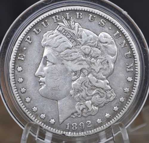 1892-S モルガン銀貨 - XF 詳細、イニシャル - S ミント 1892 ドル