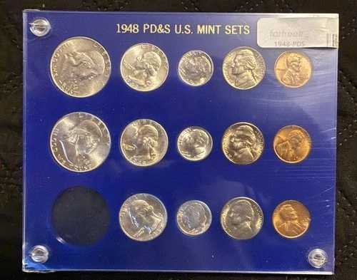 1948年 D、P、S 米国造幣局発行 未流通 90% 銀 フランクリン ハーフ $ ウィートペニー