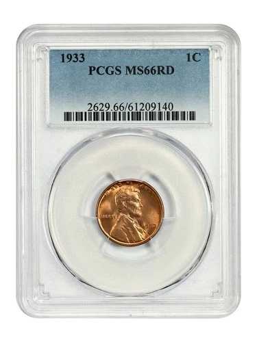 1933 1C PCGS MS66RD - リンカーン・セント（小麦裏面）