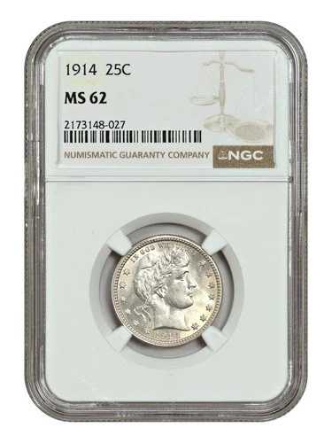 1914 25C NGC MS62 - バーバークォーター