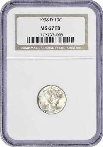 1938-D マーキュリー銀貨 MS67FB NGC