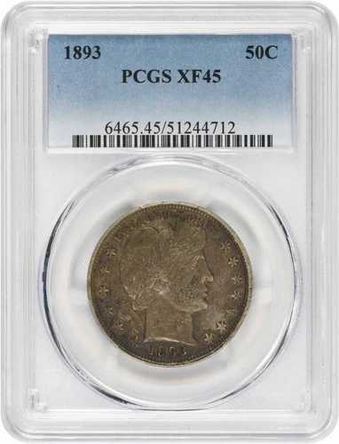 1893年 バーバー シルバー ハーフドル EF45 PCGS｜WORLD RESOURCE【QUEEN店】