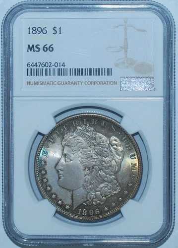 1896 P NGC MS66 モルガン銀貨 グレートカラー