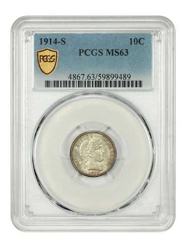 1914-S 10C PCGS MS63 - バーバーダイム｜WORLD RESOURCE【QUEEN店】