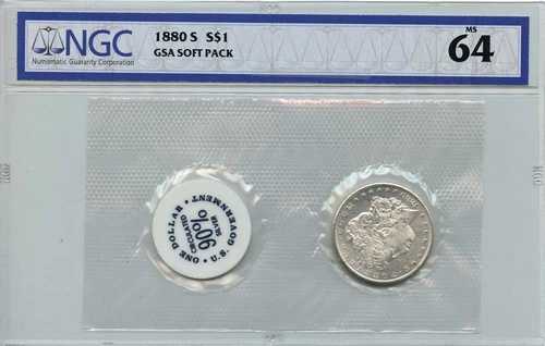1880-S モルガン・ダラー GSA ソフトパック S$1 NGC MS64