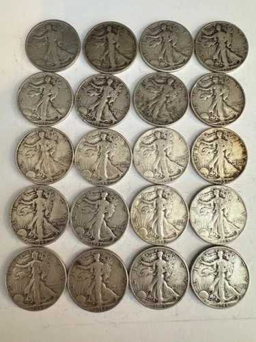 ウォーキング・リバティ・ハーフドル 20枚ロール 90%銀貨 1918?1945年