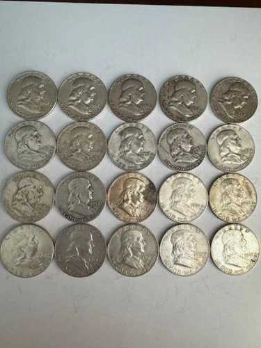 フランクリン ハーフドル 20枚ロール 90% 銀貨 1957年および1961年